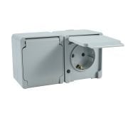 NML7500133 Nemliyer - double socket-outlet side earth - 2P + E - surface - grey