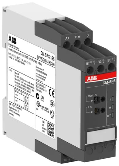 ABB 1SVR730841R1300 CM-SRS.12S Current monitoring relay 1c/o, B-C=0.3-15A RMS, 220-240VAC