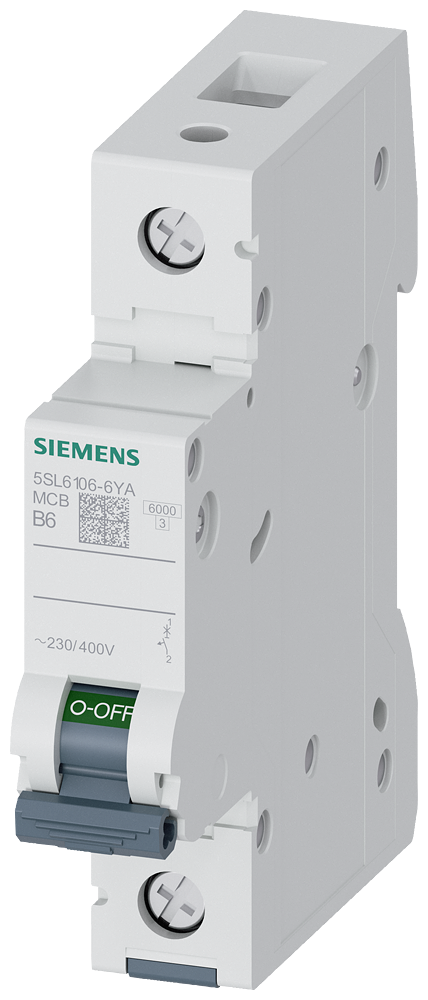 Siemens 5SL6106-6YA Miniature circuit breaker 230/400 V 6kA, 1-pole, B, 6A