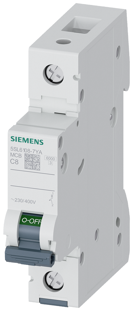 Siemens 5SL6108-7YA Miniature circuit breaker 230/400 V 6kA, 1-pole, C, 8A