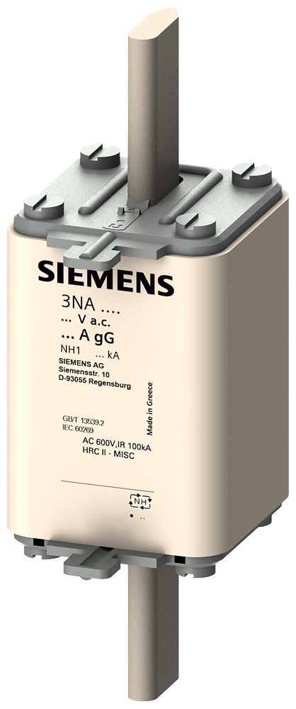 Siemens 3NA3144 LV HRC fuse element, NH1, In: 250 A, gG, Un AC: 500 V, Un DC: 440 V, Front indicator, live grip lugs