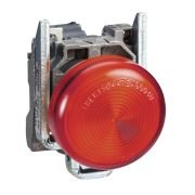 XB4BV64 Pilot light, Harmony XB4, metal, red, 22mm, plain lens with BA9s bulb, lt 250V