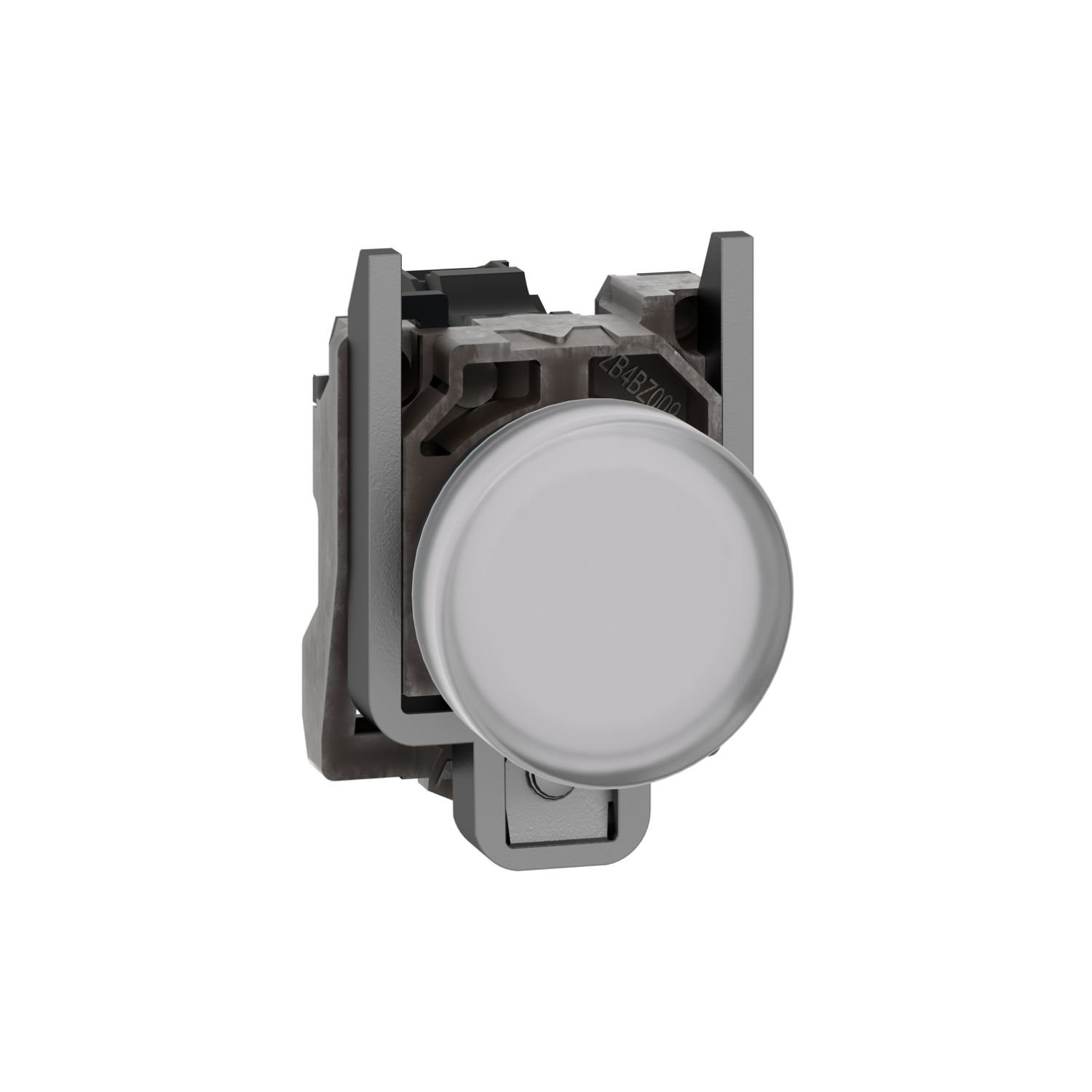 XB4BVG1 Harmony XB4, Pilot light, metal, white, Ø22, plain lens with integral LED, 110…120 VAC