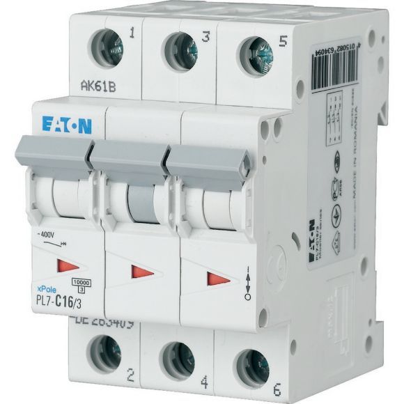 EATON 263409 PL7-C16/3 - Miniature circuit breaker (MCB), 16 A, 3p, characteristic: C