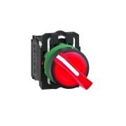 XB5AK124M5 Illuminated selector switch, Harmony XB5, grey plastic, red handle, 22mm, universal LED, 2 positions, 1NO + 1NC, 230...240V AC