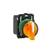 XB5AK135M5 Illuminated selector switch, Harmony XB5, grey plastic, orange handle, 22mm, universal LED, 3 positions, 1NO + 1NC, 230...240V AC