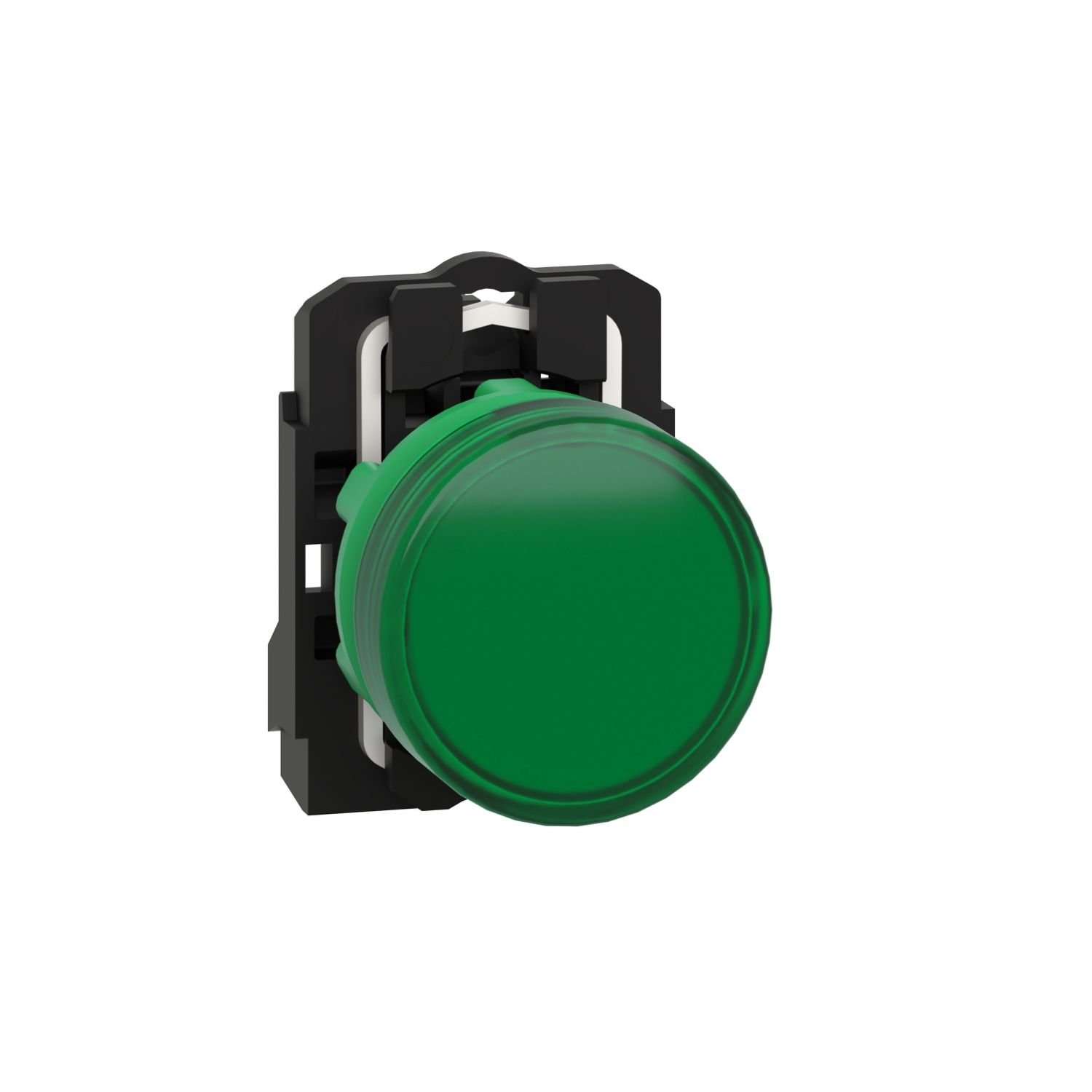 XB5AVB3 pilot light, Harmony XB5, grey plastic, green, 22mm, universal LED, plain lens, 24V AC DC