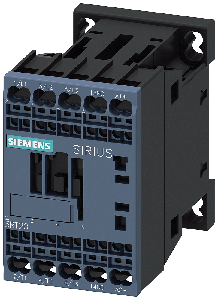 Siemens 3RT2016-2BB41 power contactor, AC-3e/AC-3, 9 A, 4 kW / 400 V, 3-pole, 24 V DC, auxiliary contacts: 1 NO, spring-loaded terminal, size: S00