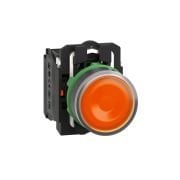XB5AW35B5 Illuminated push button, plastic, flush, orange, Ø22, spring return, 24 V AC/DC, 1 NO + 1 NC