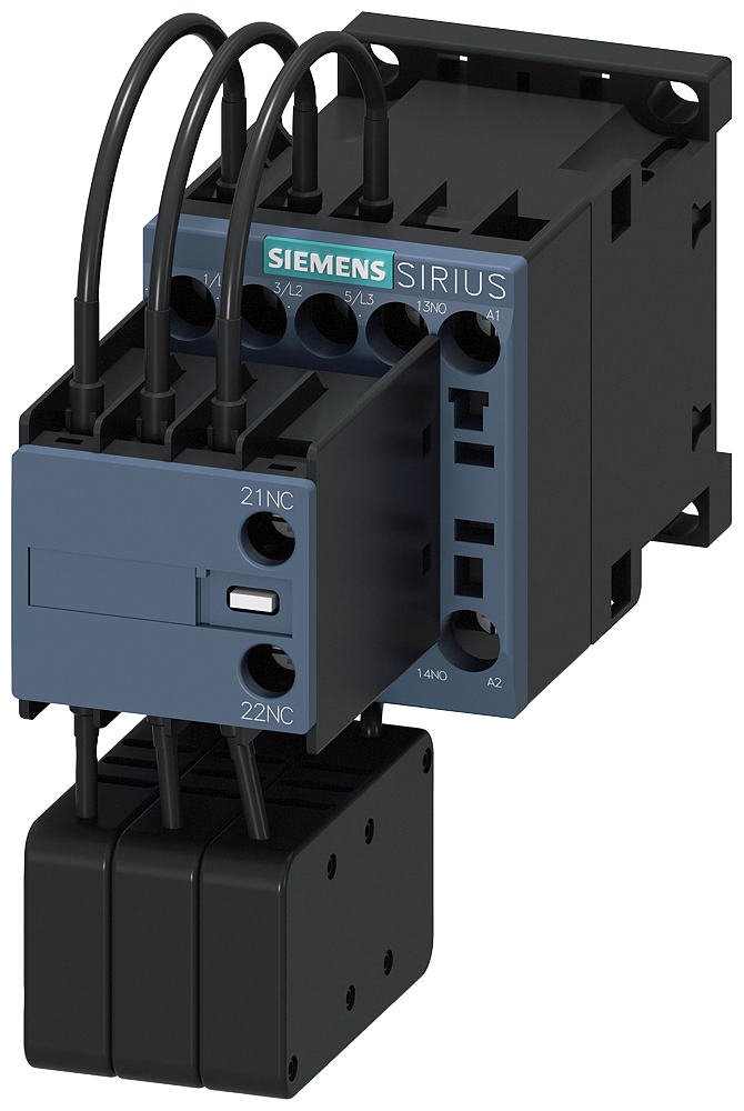 Siemens 3RT2617-1AP03 capacitor contactor, AC-6b 12.5 kVAr, / 400 V, 3-pole, 230 V AC, 50/60 Hz, auxiliary contacts: 1 NO + 1 NC, screw terminal, size: S00