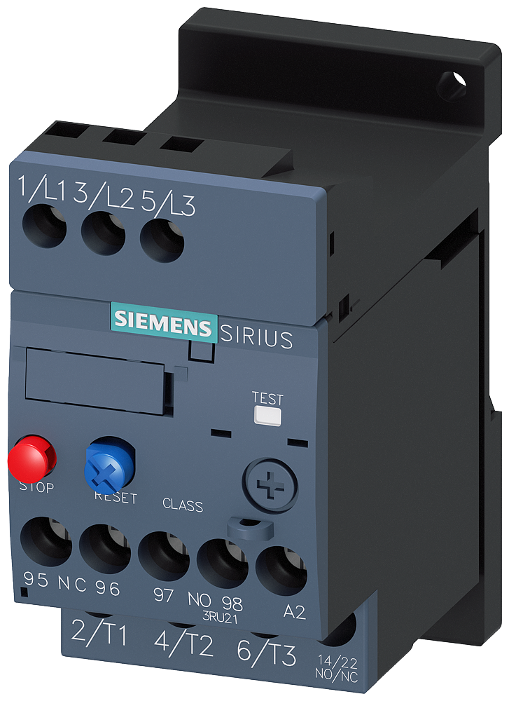 Siemens 3RU2116-1AB1 Overload relay 1.1...1.6 A Thermal For motor protection Size S00, Class 10 Stand-alone installation Main circuit: Screw Auxiliary circuit: Screw Manual-Automatic-Reset