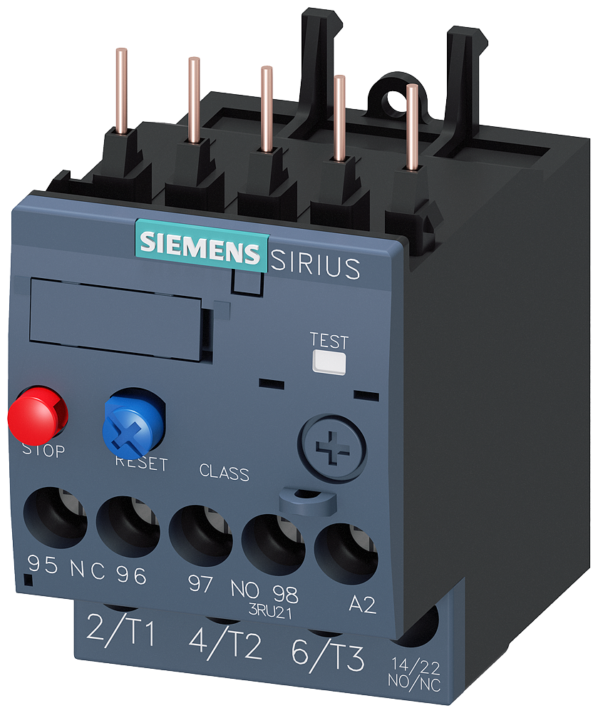 Siemens 3RU2116-1BB0 Overload relay 1.4...2.0 A Thermal For motor protection Size S00, Class 10 Contactor mounting Main circuit: Screw Auxiliary circuit: Screw Manual-Automatic-Reset