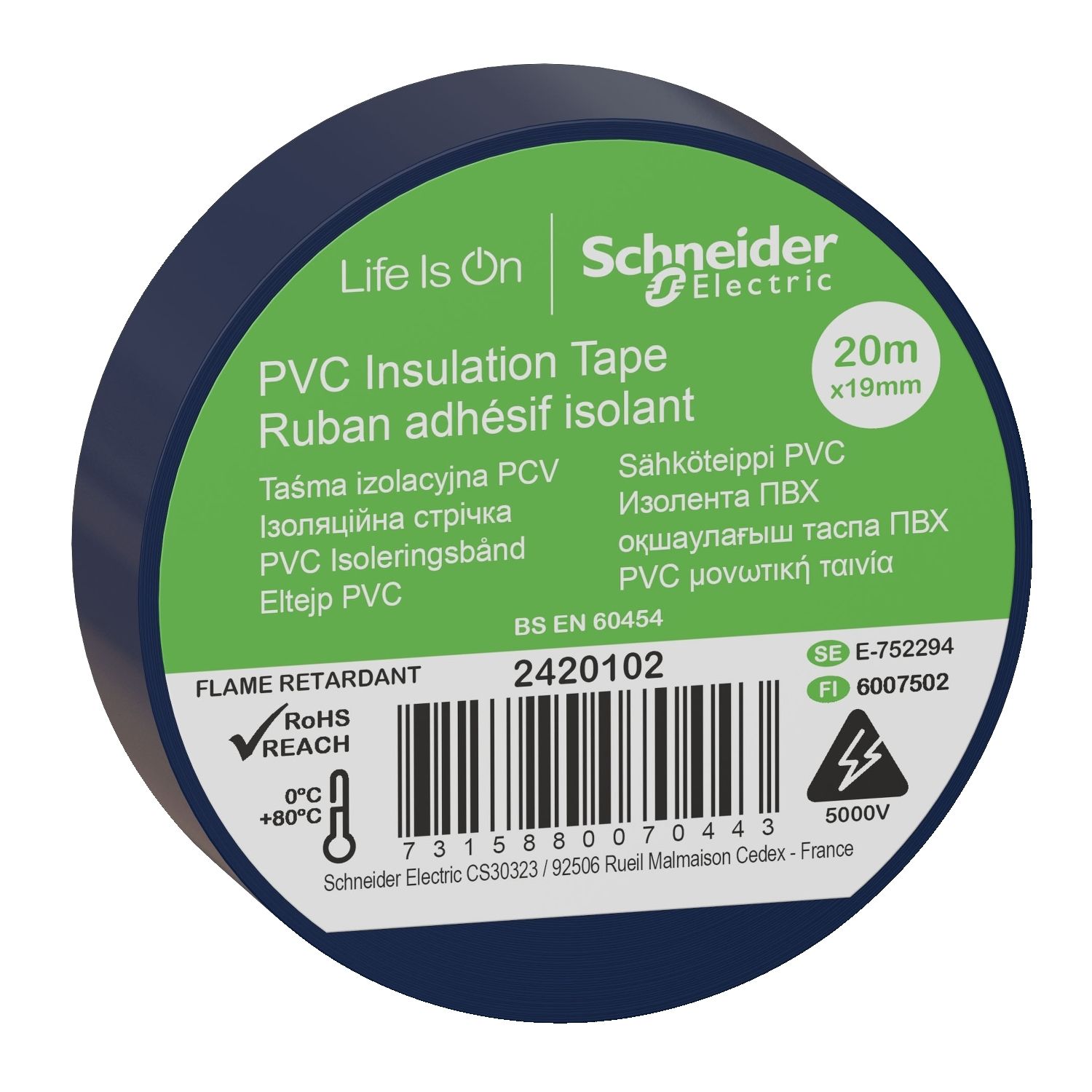 2420102 Thorsman - insulation tape - 19 mm x 20 m - blue - set of 8