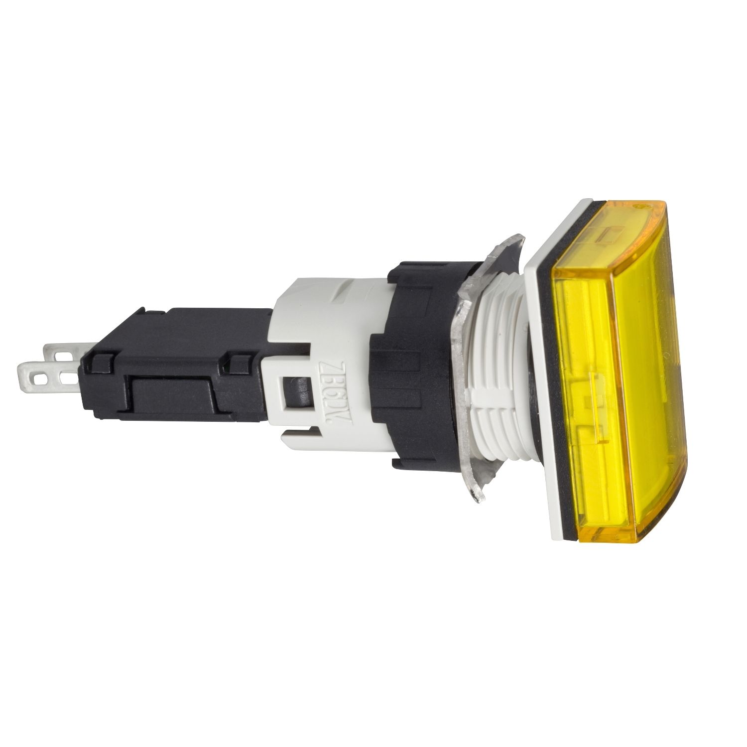 XB6DV5BB Complete pilot light, Harmony XB6, rectangular yellow, plastic, 16mm, integral LED, 12...24V