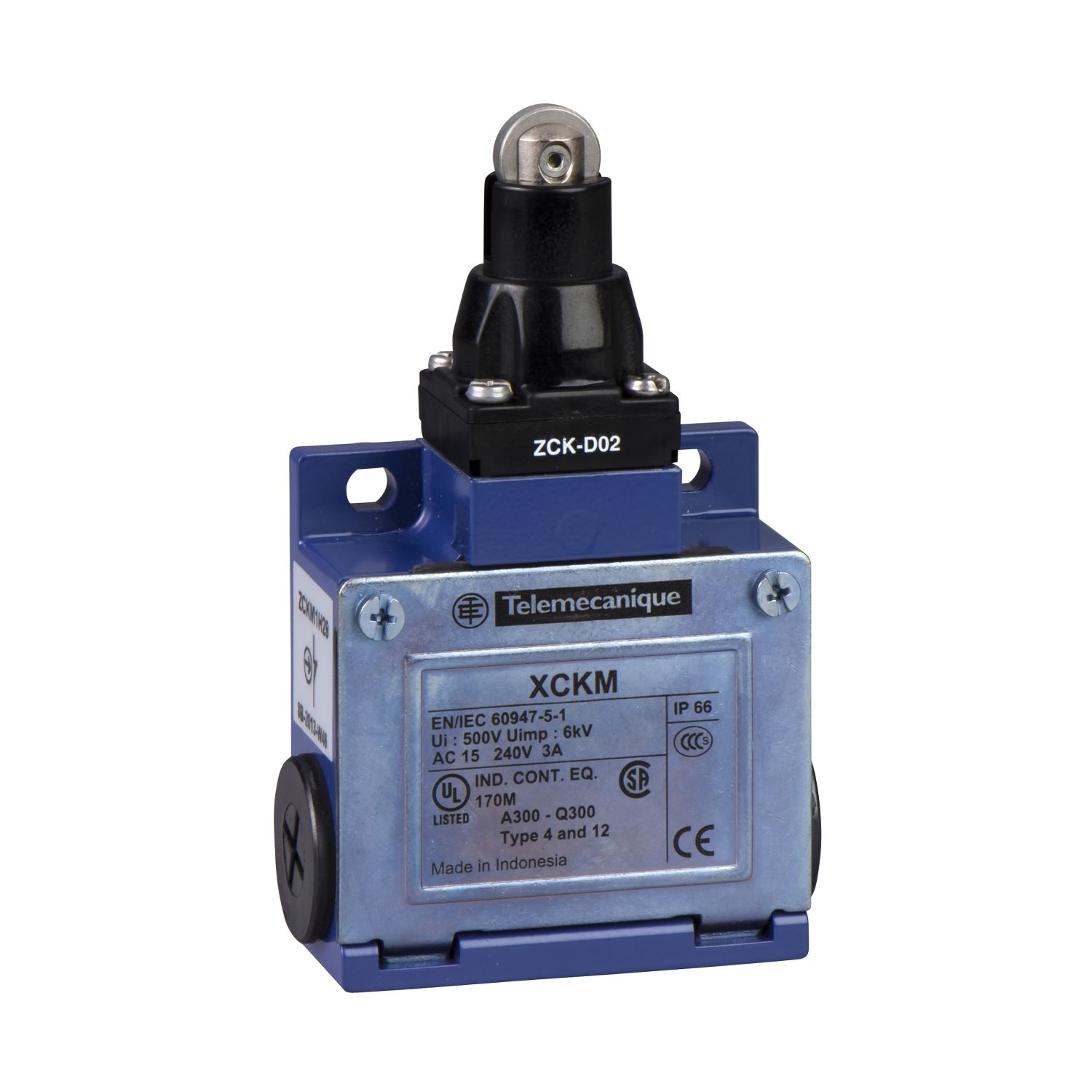 XCKM102H29 Limit switch, Limit switches XC Standard, XCKM, steel roller plunger, 1NC+1 NO, snap action, M20