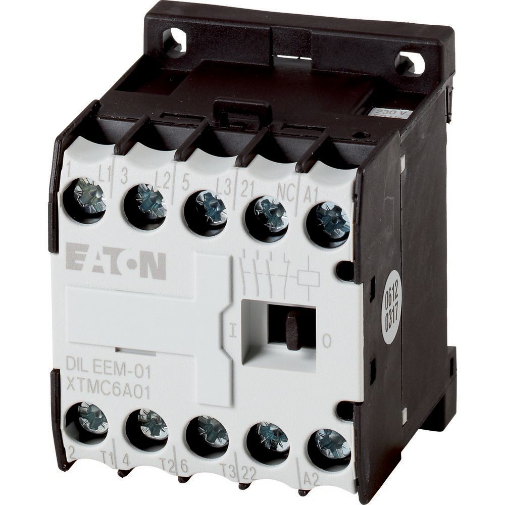 EATON 051621 DILEEM-01(24V50/60HZ) - Contactor, 24 V 50/60 Hz, 3 pole, 380 V 400 V, 3 kW, Contacts N/C = Normally closed= 1 NC, Screw terminals, AC operation