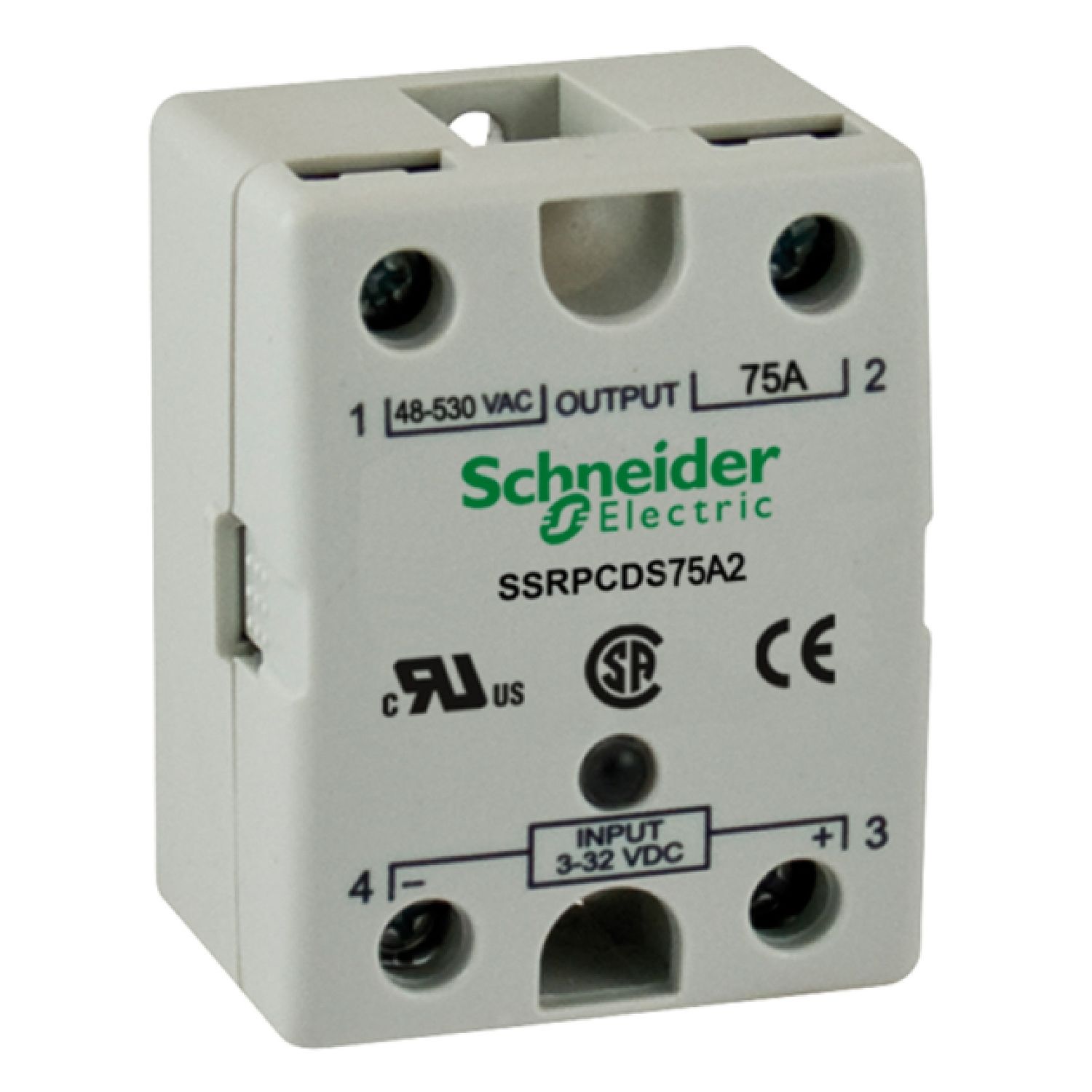 SSRPCDS75A2 solid state relay - panel mounting - input 3-32 V DC, output 48-530 V AC, 75A
