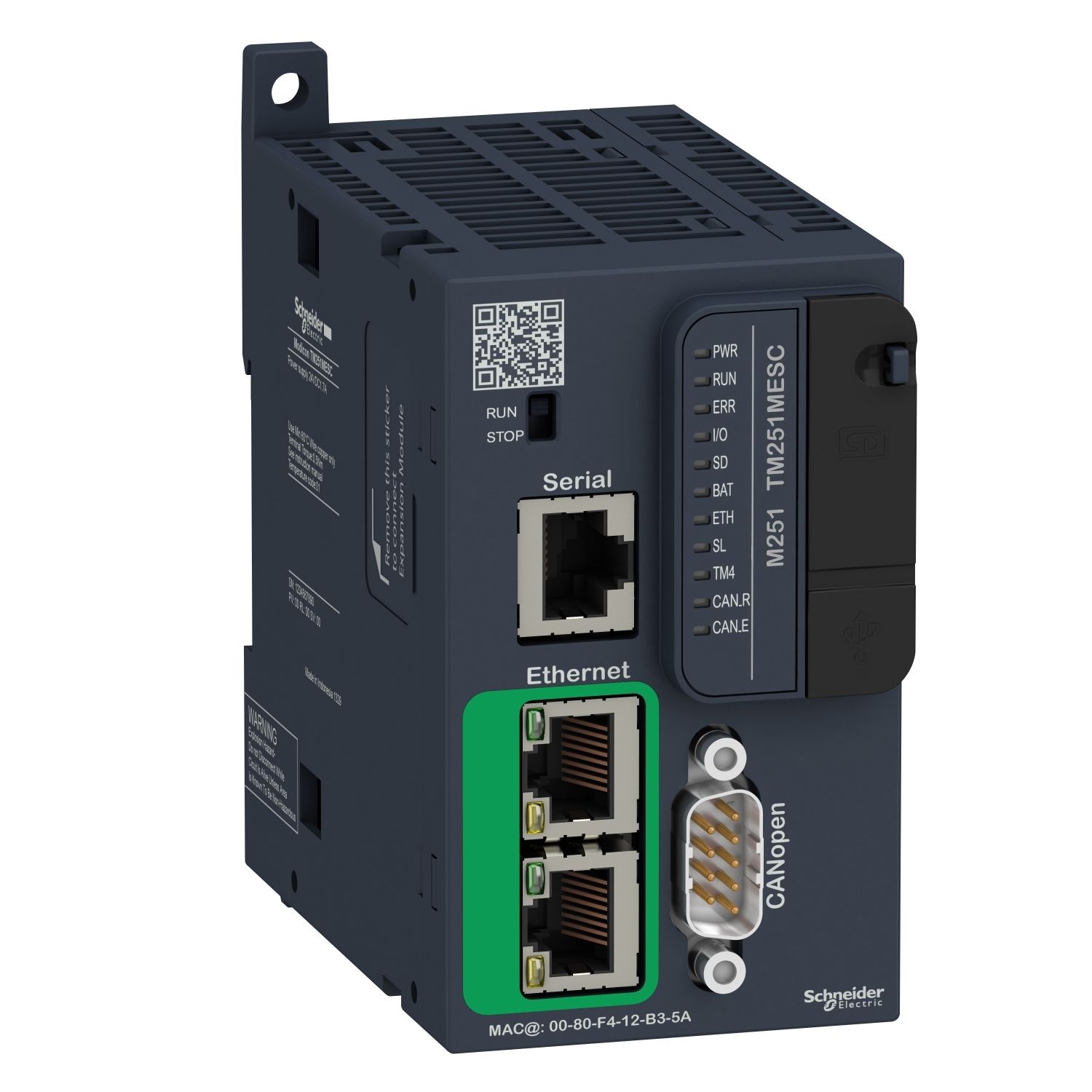 TM251MESC logic controller, Modicon M251, Ethernet CAN