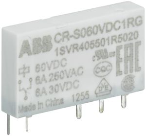 ABB 1SVR405501R3010 CR-S024VDC1R Pluggable interface relay 1c/o, A1-A2=24VDC, Output=6A/250VAC