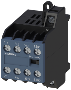 Siemens 3TG1010-0AL2 power relay, AC-3, 8.4 A, 4 kW / 400 V, 3-pole, 230 V AC, 45-450 Hz, auxiliary contacts: 1 NO, screw terminal