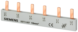 Siemens 5ST3706 Pin busbar touch-safe, 16 mm2 2-phase+AUX, 214 mm long can be cut, with end caps