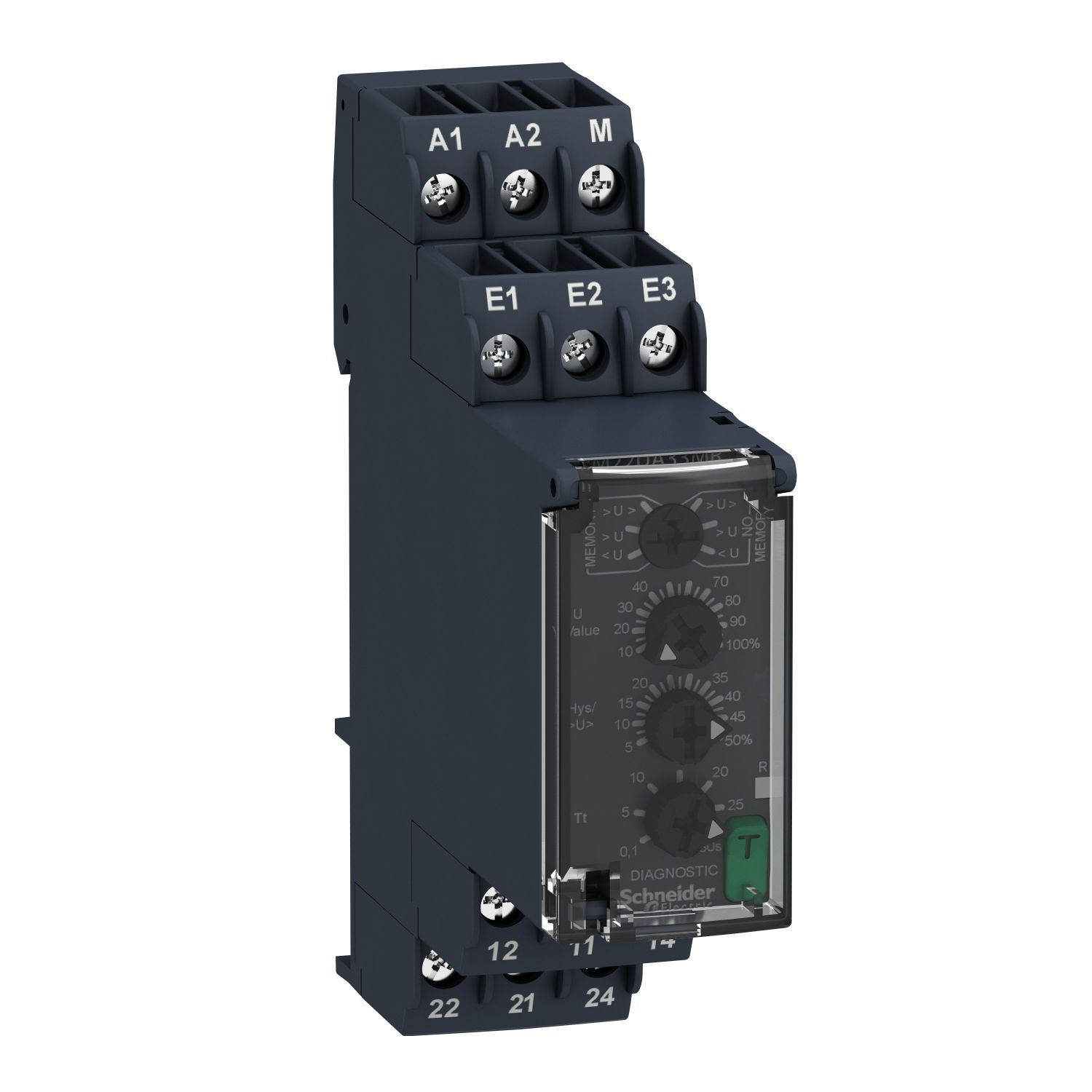 RM22UA33MR Overvoltage and undervoltage control relay 15V…500Vac/dc, 2 C/O