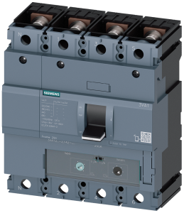 Siemens 3VA1225-4EF42-0AA0 circuit breaker 3VA1 IEC frame 250 breaking capacity class S Icu=36kA @ 415V 4-pole, line protection TM240, ATAM, In=250A overload protection Ir=175A...250A short-circuit protection Ii=5...10 x In N conductor unprotected nut kee