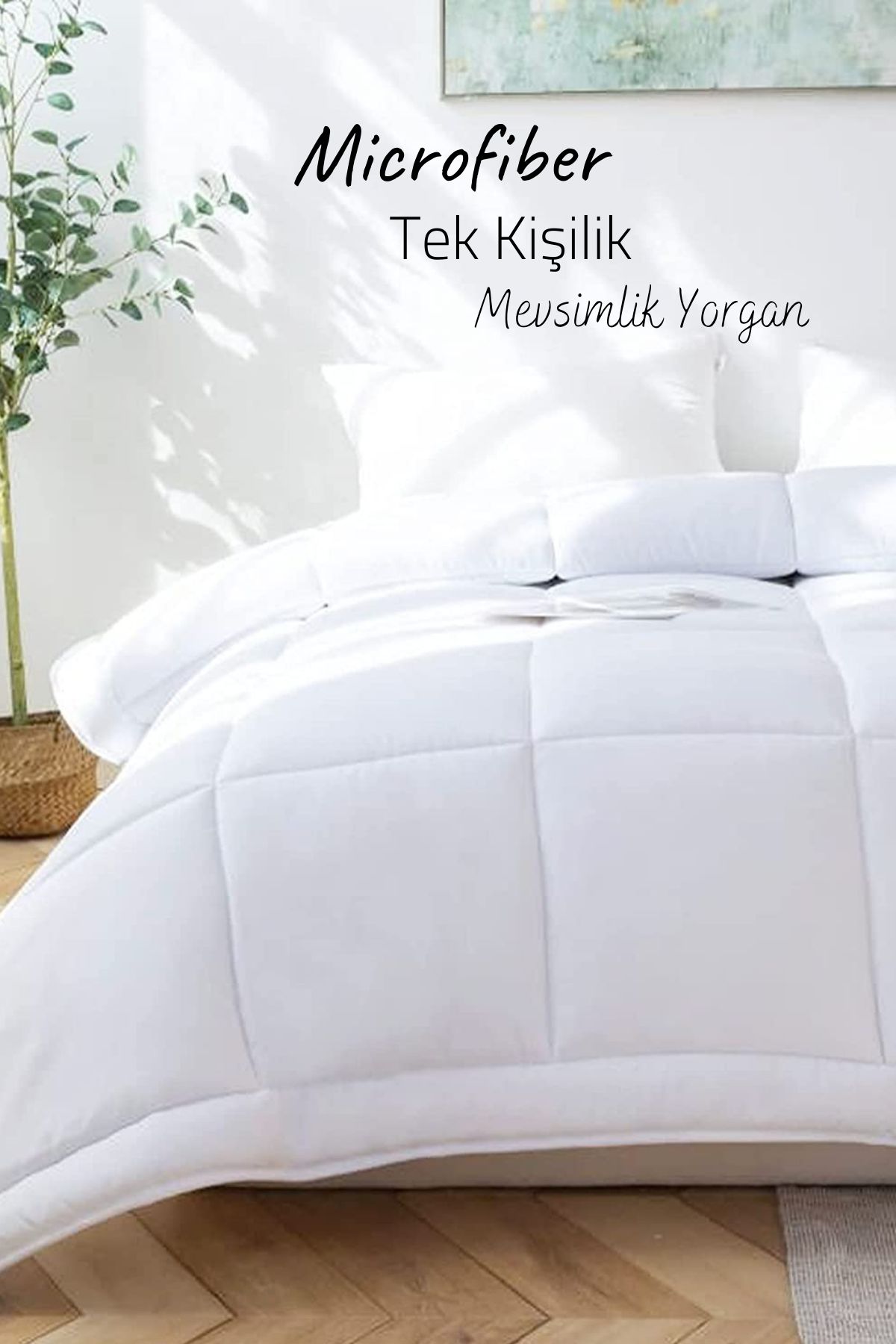 Microfiber Tek Kişilik Elyaf Yorgan Kapitone Yıkanabilir Mevsimlik Microfiber Yorgan 155x215 cm