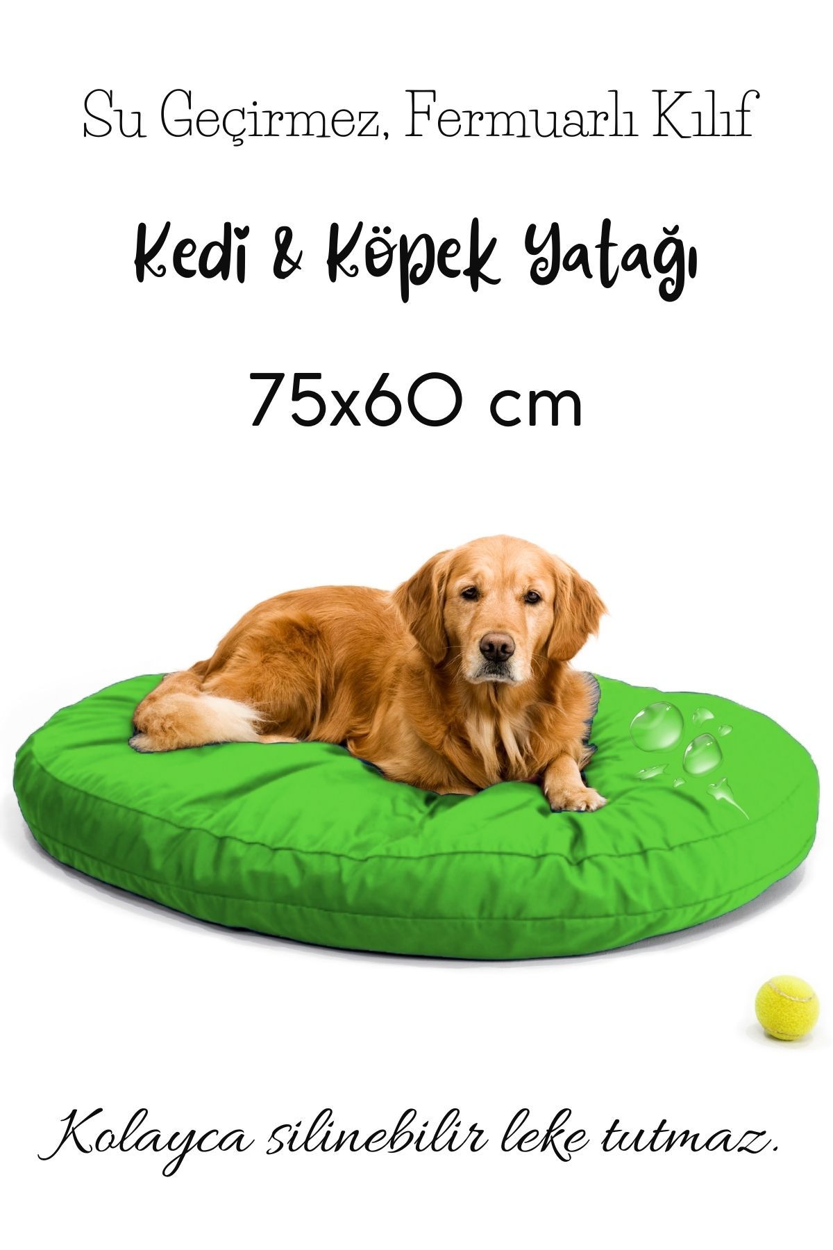 Elyaf Sepeti Sıvı Geçirmez Fermuarlı 75x60 cm Oval Köpek Yatağı