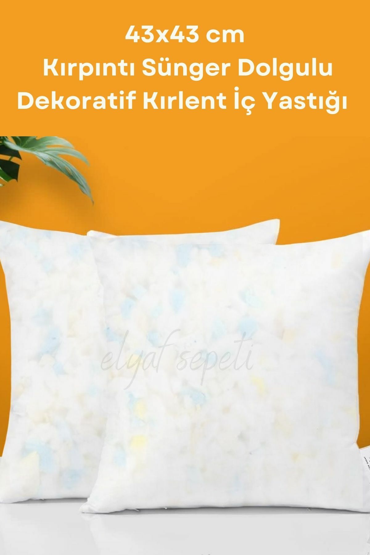 Kare Kırlent Iç Yastık 2 Adet Ultra Dolgun Kırpıntı Sünger Dolgulu Kırlent Yastığı 43x43