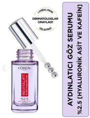 L'Oreal Paris Revitalift Filler Göz Çevresini Aydınlatıcı, Koyu Halka Görünümünü Azaltan Göz Serumu 20ml