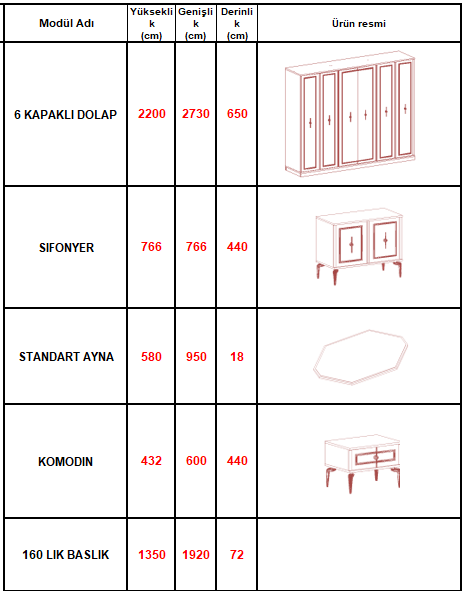ORLANDO YATAK ODASI TAKIMI (METALIK KROM - LOTUS)