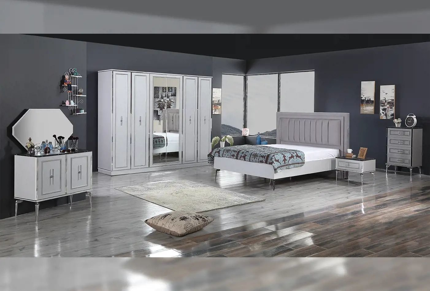 ORLANDO YATAK ODASI TAKIMI (METALIK KROM - LOTUS)