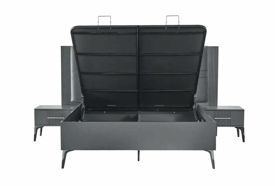 ELSA YATAK ODASI TAKIMI (DARK GREY) Elsa 160 lık Bazalı Karyola
