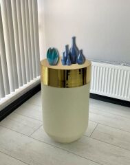 Dekoratif Gold Darbuka Beyaz Sehpa 70cm