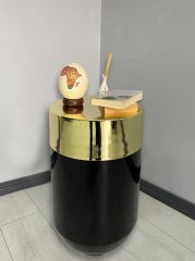 Dekoratif Gold Darbuka Parlak Siyah Sehpa 70cm