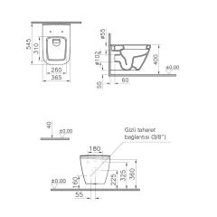 VitrA İntegra Square Kare Rimex Kanalsız Asma Klozet+Kapak+Gömme Rezervuar SET