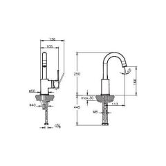 Nora S Lavabo Bataryası Döner Borulu A42877 + A45254 Filtreli Ara Musluk 2li Set