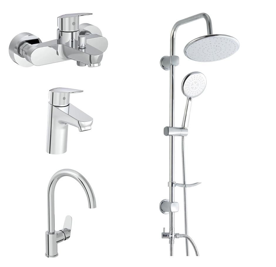 Artema Flow Round Banyo + Lavabo + Eviye Bataryası + Duxxa Bolero Duş Seti