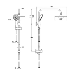 Artema Minimax S Lavabo + Banyo Bataryası + Artema System Rain Duş Kolonu