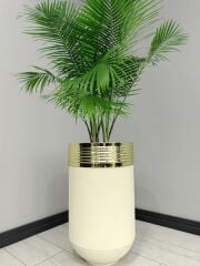 ELEGANT Dekoratif Gold Darbuka Krem Saksı 70cm