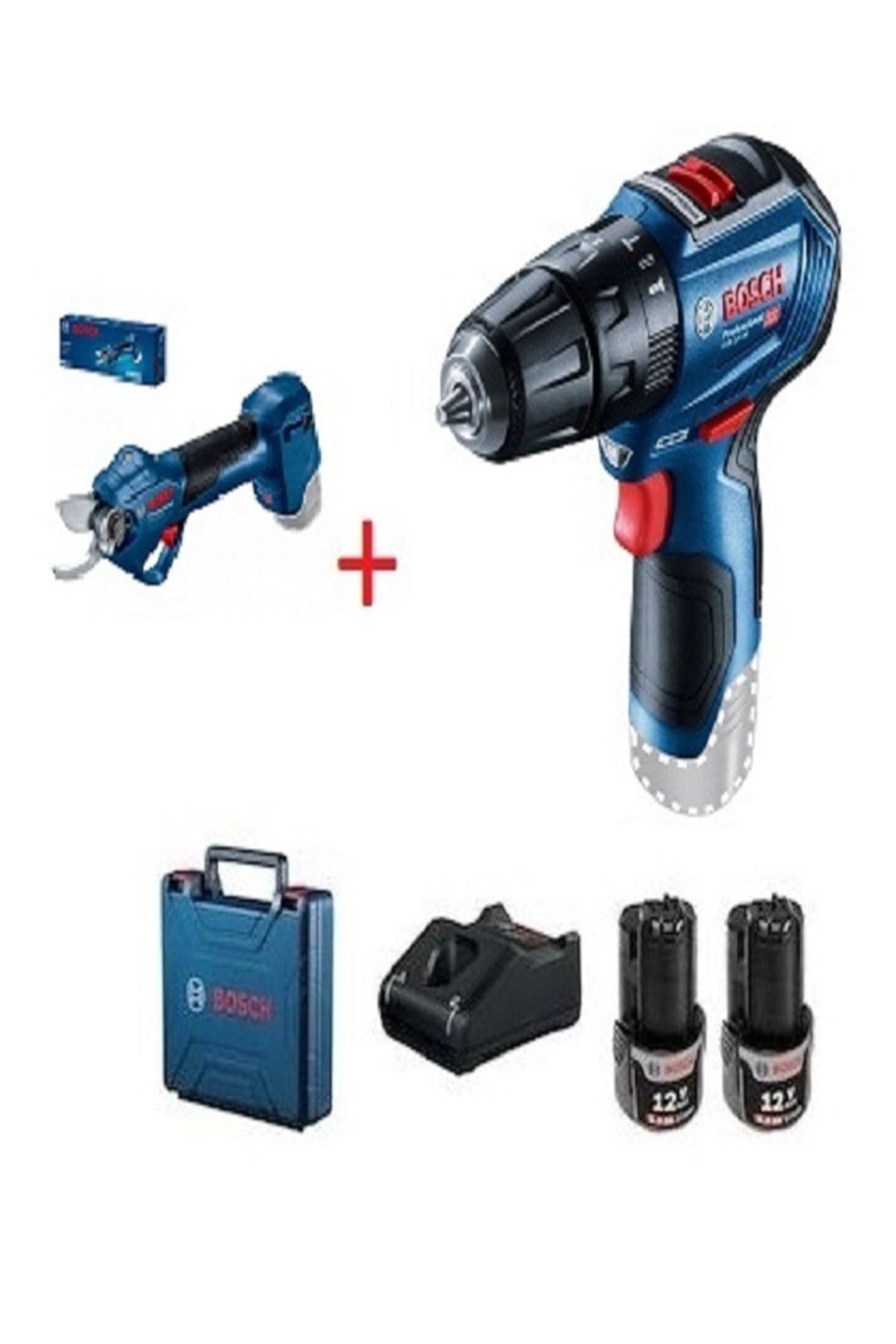 Gsr 120-lı 12 Volt 2.0 Ah Çift Akülü Vidalama + Pro Pruner Akülü Dal Budama Makası