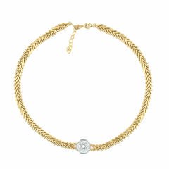 Taşlı Oktagon Çavuş Su Yolu Gümüş Choker