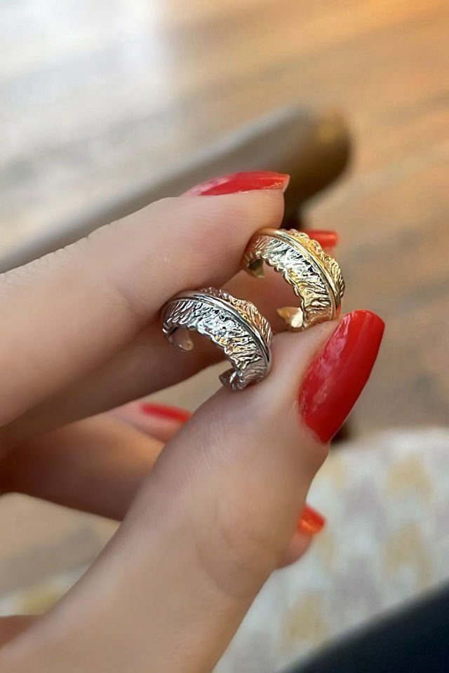 Yaprak Ear Cuff Gümüş Küpe