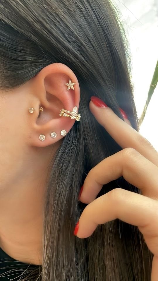 Tasarım Ear Cuff Gümüş Küpe