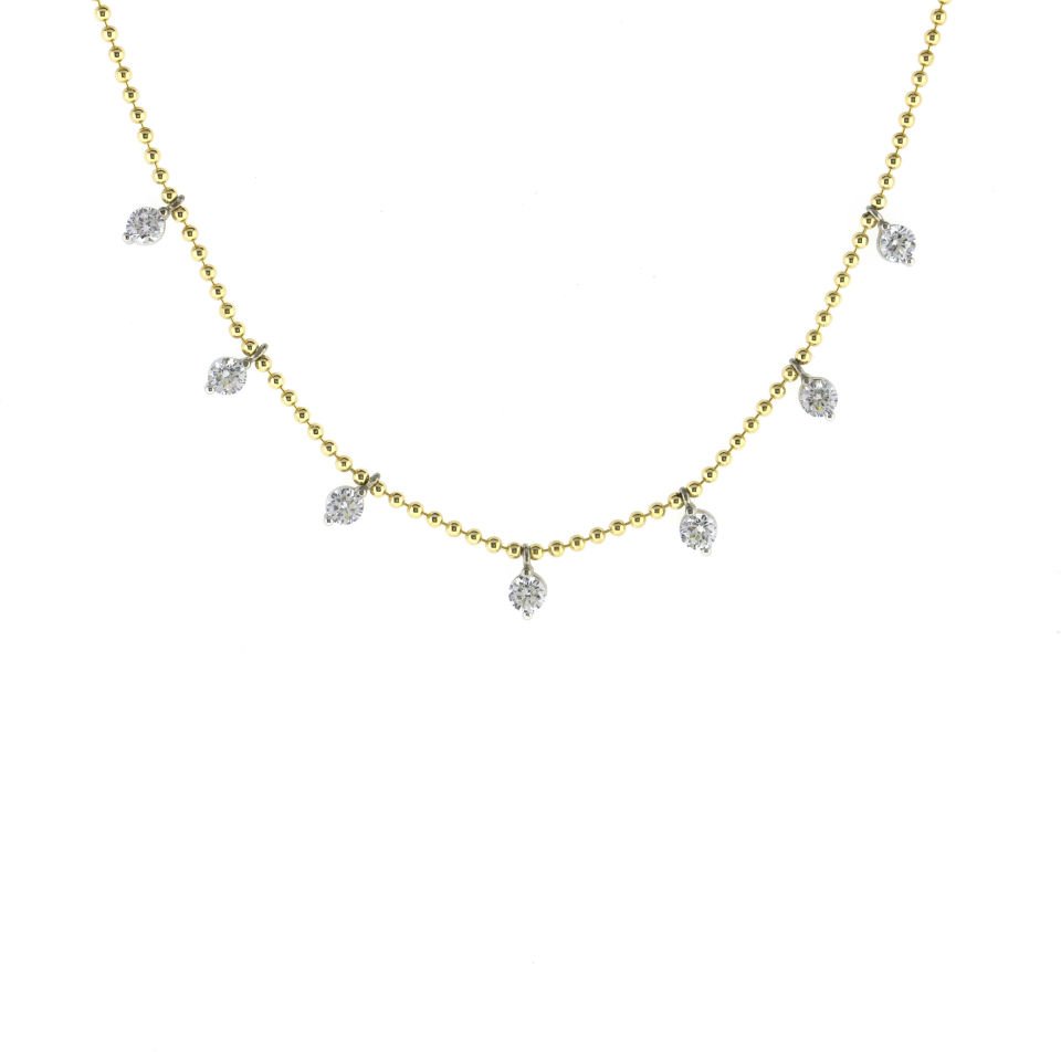 Yuvarlak Taşlı Top Zincir Gümüş Kolye