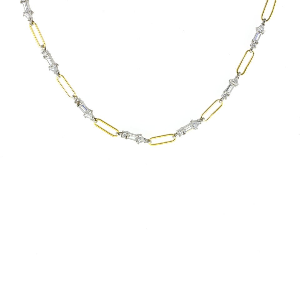 Çift Renkli Baskılı Zincir Gümüş Kolye