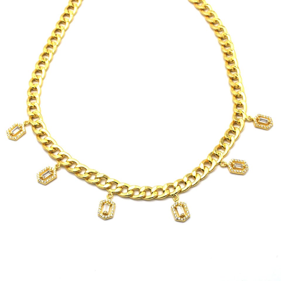 Altılı Baget Taşlı Gurmet Zincir Gümüş Choker