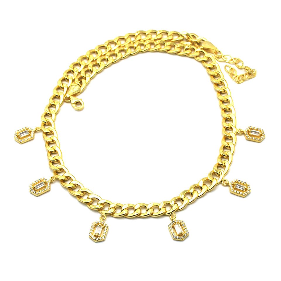Altılı Baget Taşlı Gurmet Zincir Gümüş Choker
