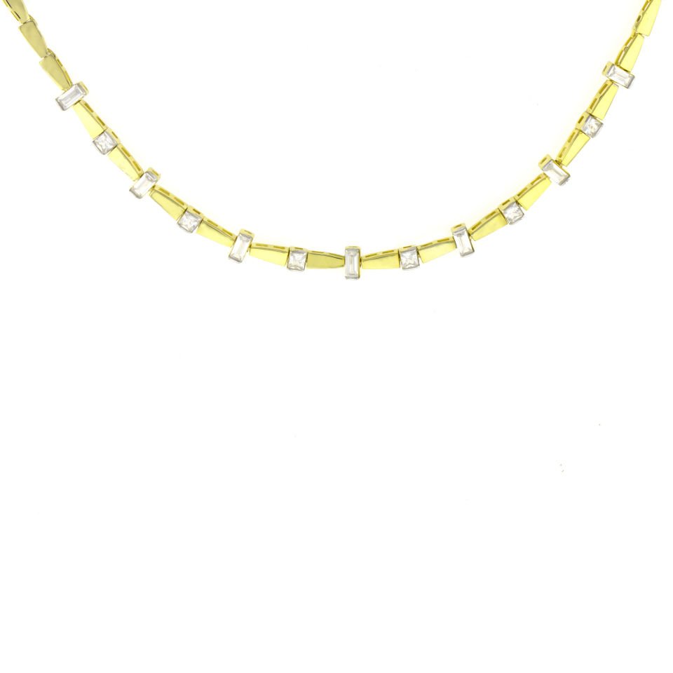 Baget ve Yuvarlak Taşlı Gümüş Choker